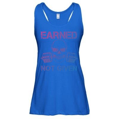 Earned Not Given Weightlifting Gym Workout Motivational Great Gift Ladies Essential Flowy Tank