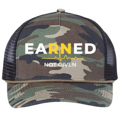 Earned Not Given Registered Nurse Gift Retro Rope Trucker Hat Cap