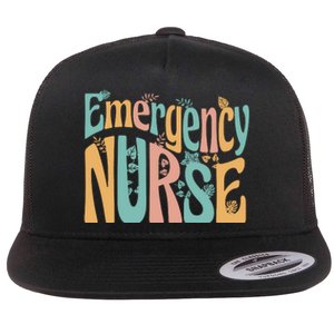 Emergency Nurse Groovy Flat Bill Trucker Hat