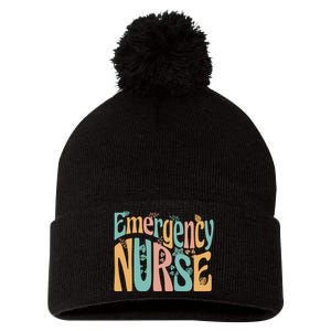 Emergency Nurse Groovy Pom Pom 12in Knit Beanie