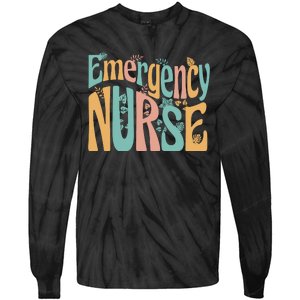 Emergency Nurse Groovy Tie-Dye Long Sleeve Shirt