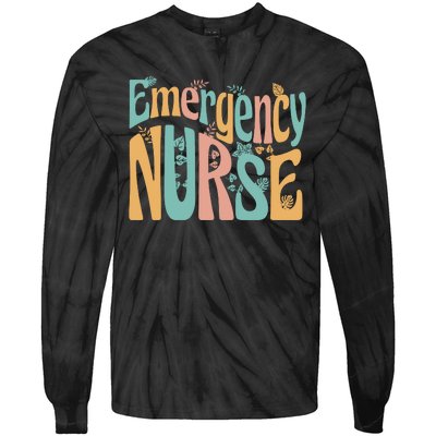 Emergency Nurse Groovy Tie-Dye Long Sleeve Shirt