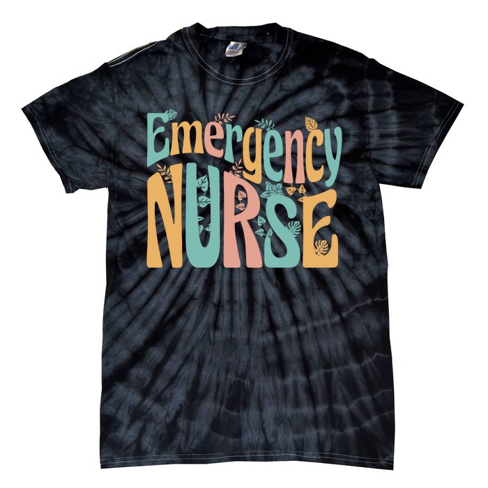 Emergency Nurse Groovy Tie-Dye T-Shirt