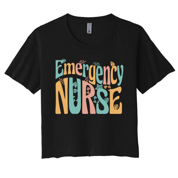 Emergency Nurse Groovy Women's Crop Top Tee