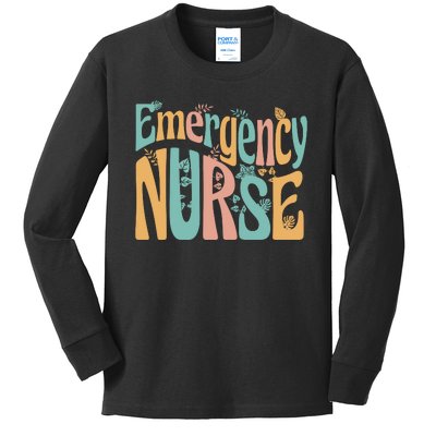 Emergency Nurse Groovy Kids Long Sleeve Shirt