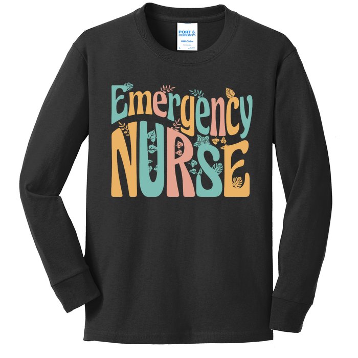 Emergency Nurse Groovy Kids Long Sleeve Shirt