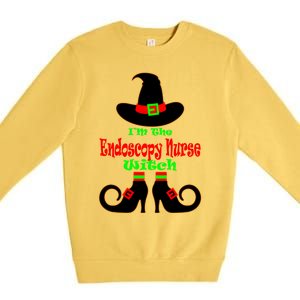 Endoscopy Nurse Gift Halloween Witch Hat Nursing Gift Premium Crewneck Sweatshirt