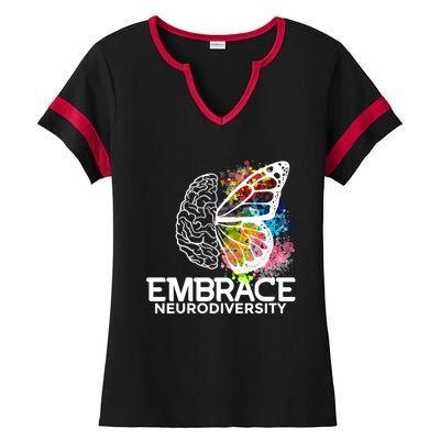 Embrace Neurodiversity Gift Adhd Awareness Gift Ladies Halftime Notch Neck Tee