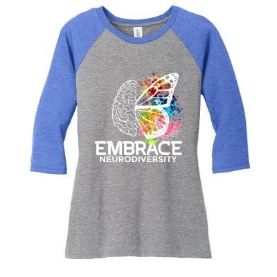 Embrace Neurodiversity Gift Adhd Awareness Gift Women's Tri-Blend 3/4-Sleeve Raglan Shirt