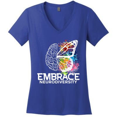 Embrace Neurodiversity Gift Adhd Awareness Gift Women's V-Neck T-Shirt