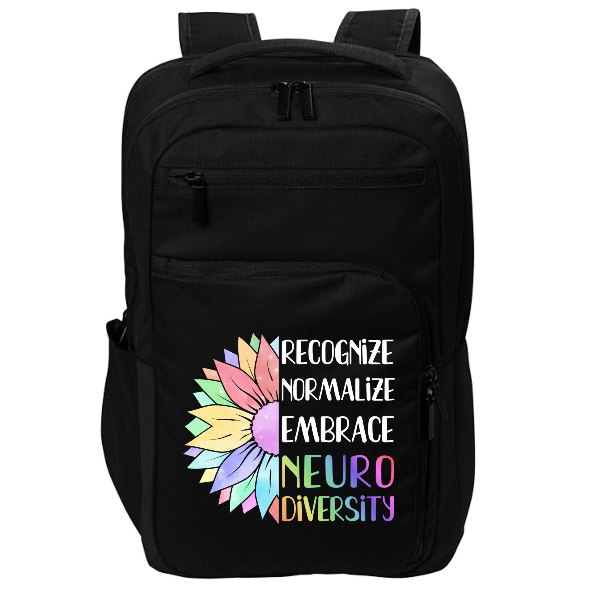 Embrace Neurodiversity Great Gift Rainbow Sunflower Adhd Autism Funny Gift Impact Tech Backpack