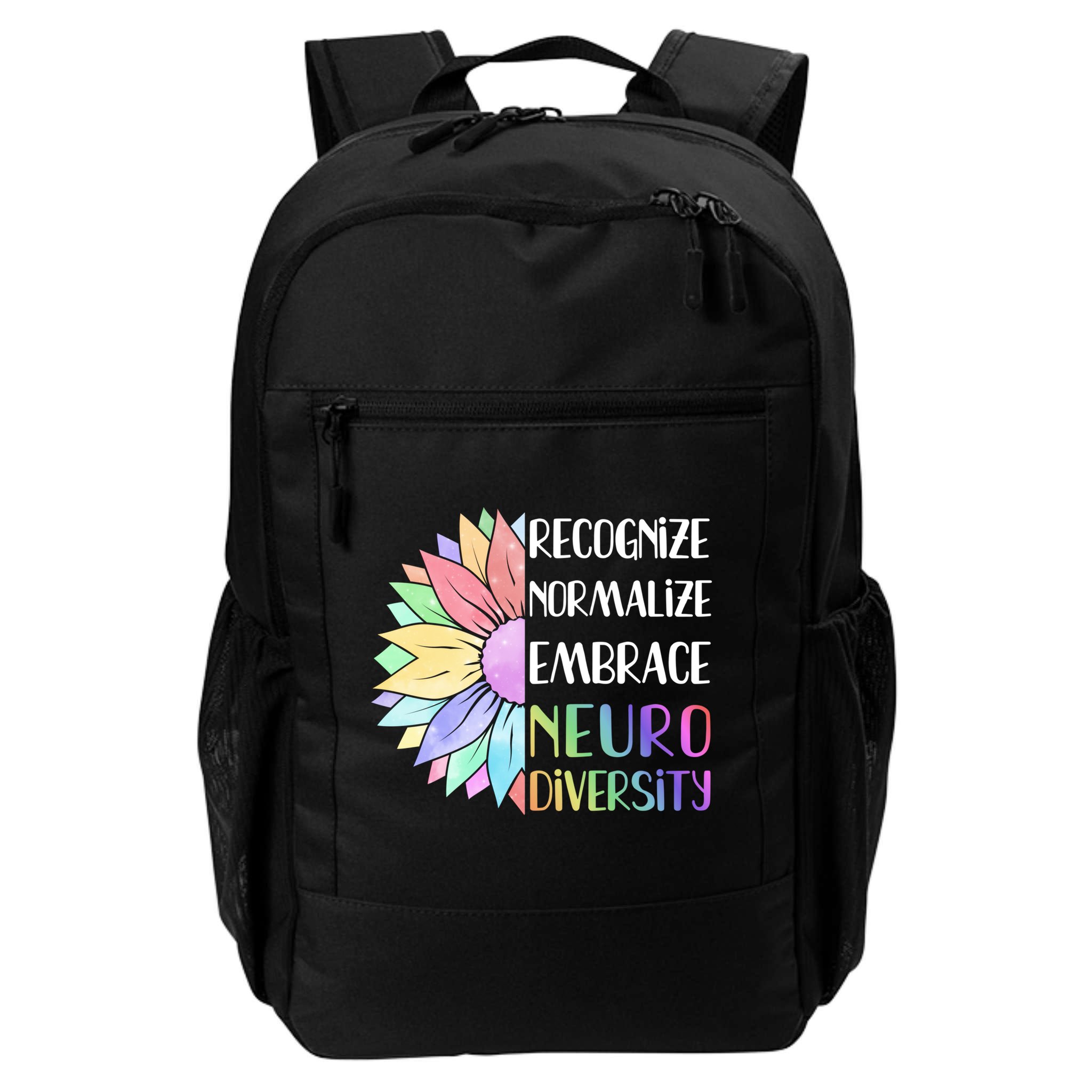 Embrace Neurodiversity Great Gift Rainbow Sunflower Adhd Autism Funny Gift Backpack