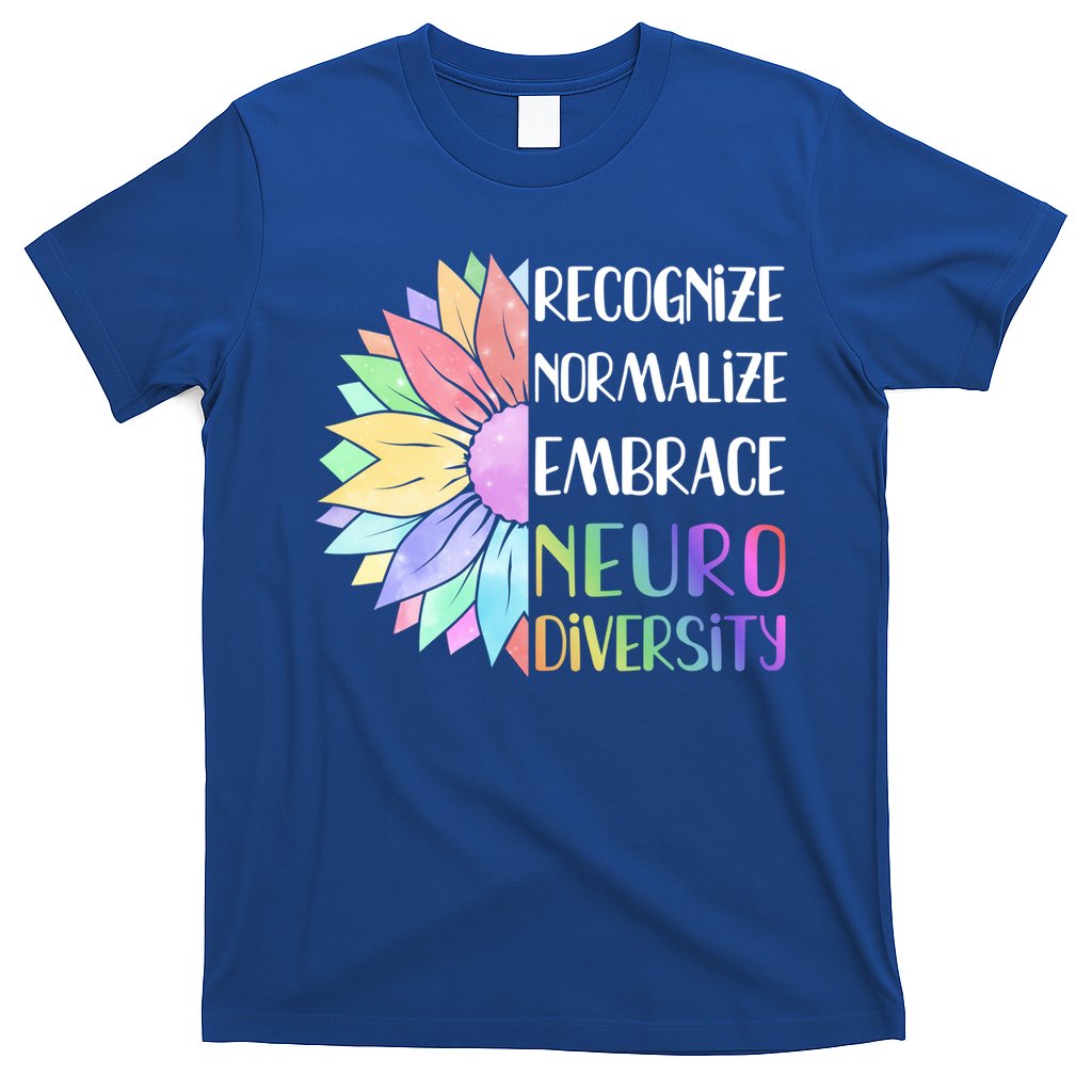 Embrace Neurodiversity Great Gift Rainbow Sunflower Adhd Autism Funny Gift T-Shirt