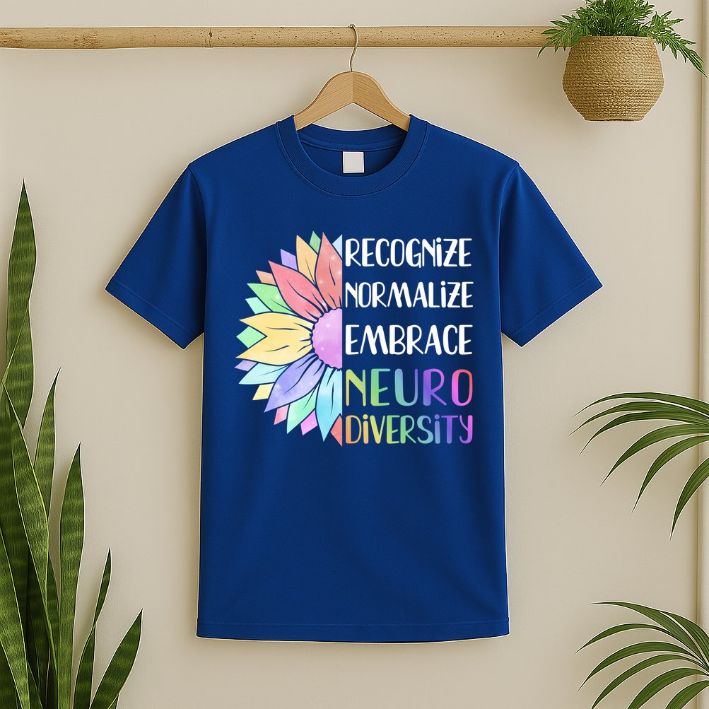 Embrace Neurodiversity Great Gift Rainbow Sunflower Adhd Autism Funny Gift T-Shirt