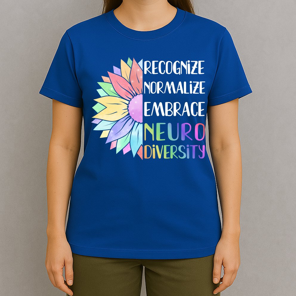 Embrace Neurodiversity Great Gift Rainbow Sunflower Adhd Autism Funny Gift T-Shirt