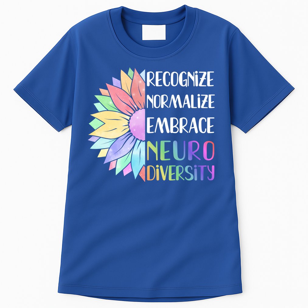 Embrace Neurodiversity Great Gift Rainbow Sunflower Adhd Autism Funny Gift Tall T-Shirt