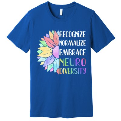 Embrace Neurodiversity Great Gift Rainbow Sunflower Adhd Autism Funny Gift Premium T-Shirt