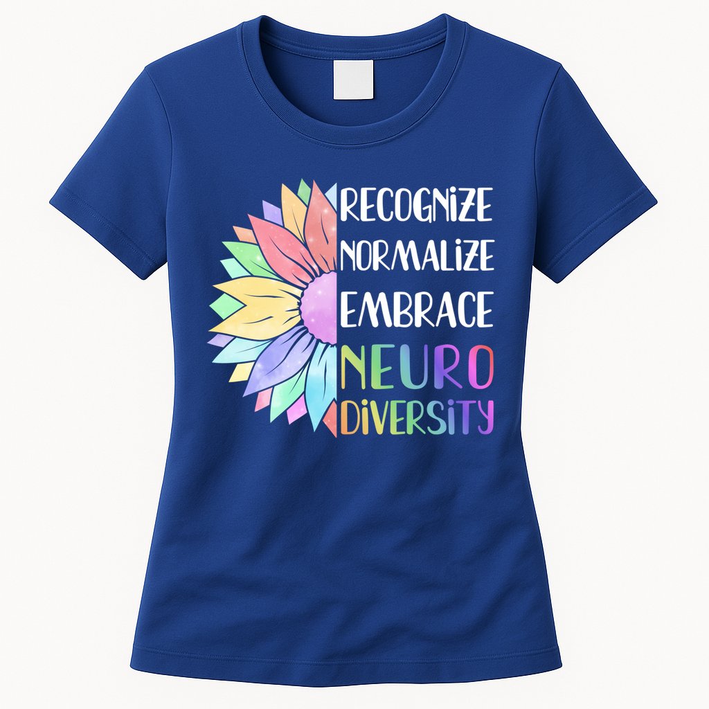 Embrace Neurodiversity Great Gift Rainbow Sunflower Adhd Autism Funny Gift Womens T-Shirt