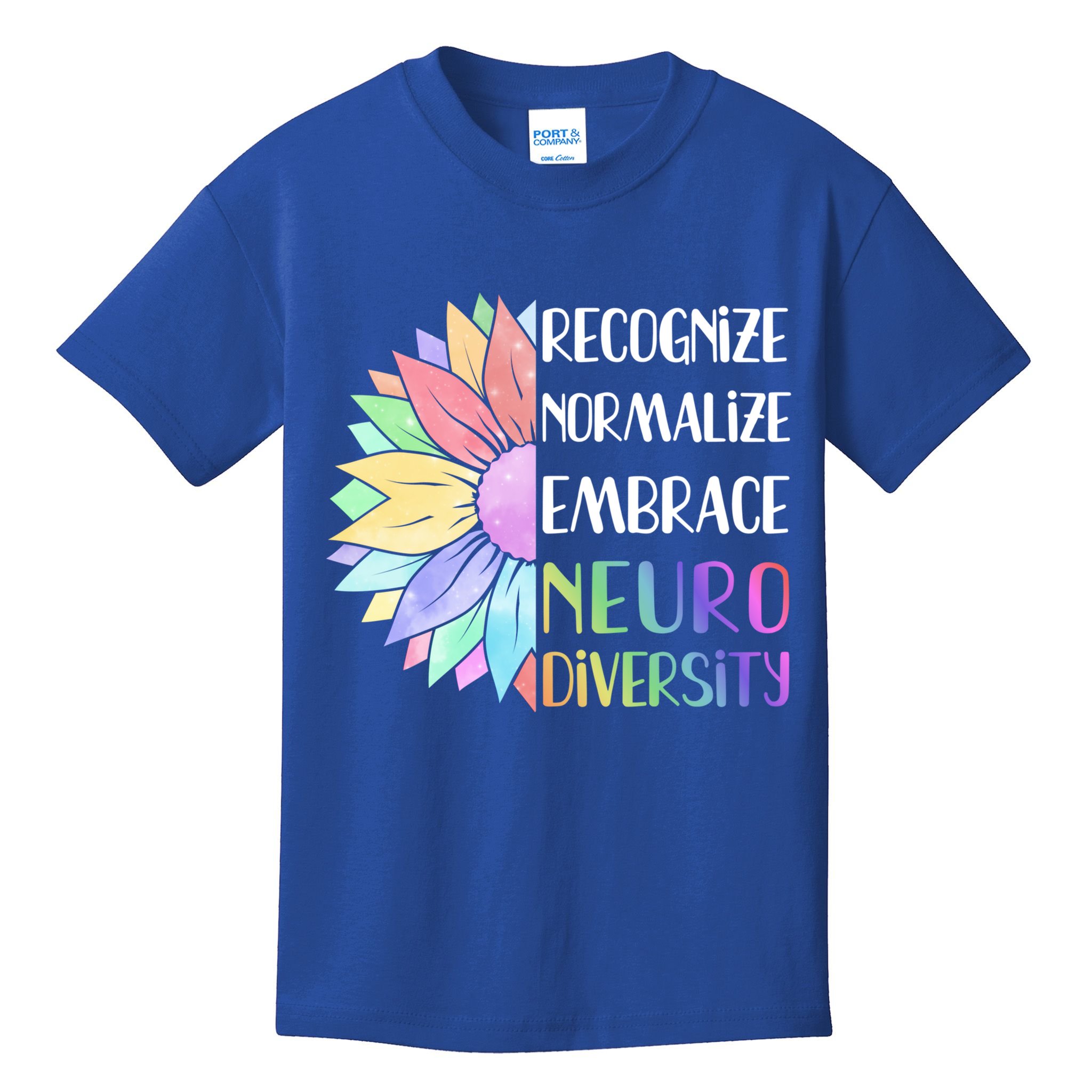 Embrace Neurodiversity Great Gift Rainbow Sunflower Adhd Autism Funny Gift Kids T-Shirt