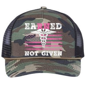 Earned Not Given Nurse Great Gift Retro Rope Trucker Hat Cap