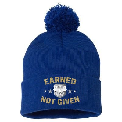 Earned Not Given Police Academy Graduation Police Officer Gift Pom Pom 12in Knit Beanie