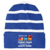 Expert Napper Gravy Lovers Turkey Feast Turkey Train Meaningful Gift Striped Beanie with Solid Band