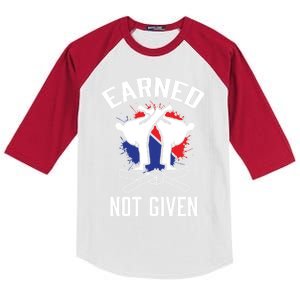 Earned Not Given Taekwondo Martial Arts Athlete Cool Gift Kids Colorblock Raglan Jersey