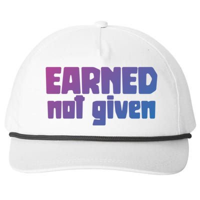 Earned Not Given Gym Workout Fitness Motivation Design E381 Gift Snapback Five-Panel Rope Hat