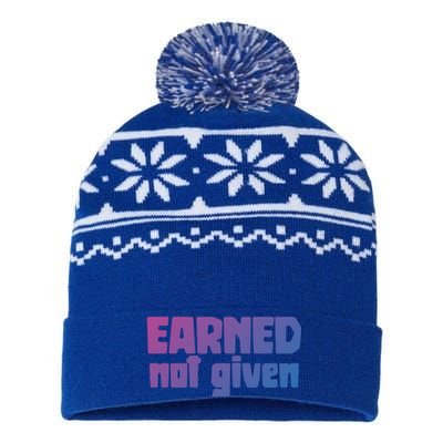 Earned Not Given Gym Workout Fitness Motivation Design E381 Gift USA-Made Snowflake Beanie