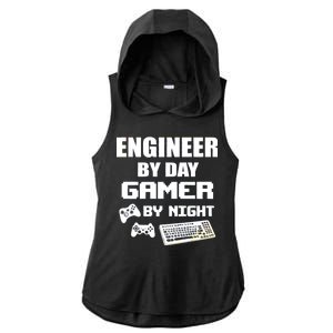 Engineer By Day Gamer By Night Ladies PosiCharge Tri-Blend Wicking Draft Hoodie Tank