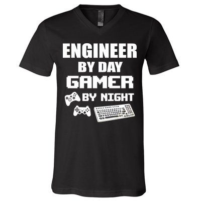 Engineer By Day Gamer By Night V-Neck T-Shirt