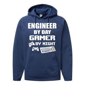 Engineer By Day Gamer By Night Performance Fleece Hoodie