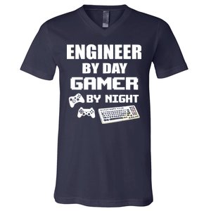 Engineer By Day Gamer By Night V-Neck T-Shirt