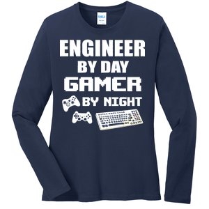 Engineer By Day Gamer By Night Ladies Long Sleeve Shirt