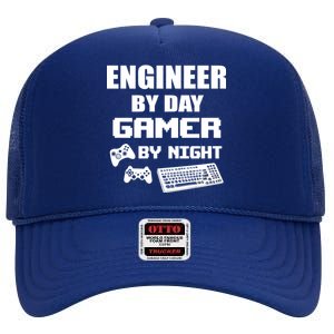 Engineer By Day Gamer By Night High Crown Mesh Back Trucker Hat