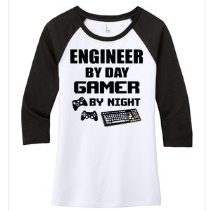 Engineer By Day Gamer By Night Women's Tri-Blend 3/4-Sleeve Raglan Shirt