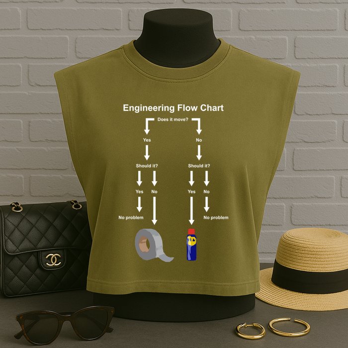 Engineering Flow Chart Garment-Dyed Women's Muscle Tee