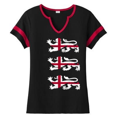 England Euro 21 English Lions Soccer Fan Flag Ladies Halftime Notch Neck Tee