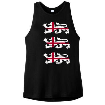 England Euro 21 English Lions Soccer Fan Flag Ladies PosiCharge Tri-Blend Wicking Tank