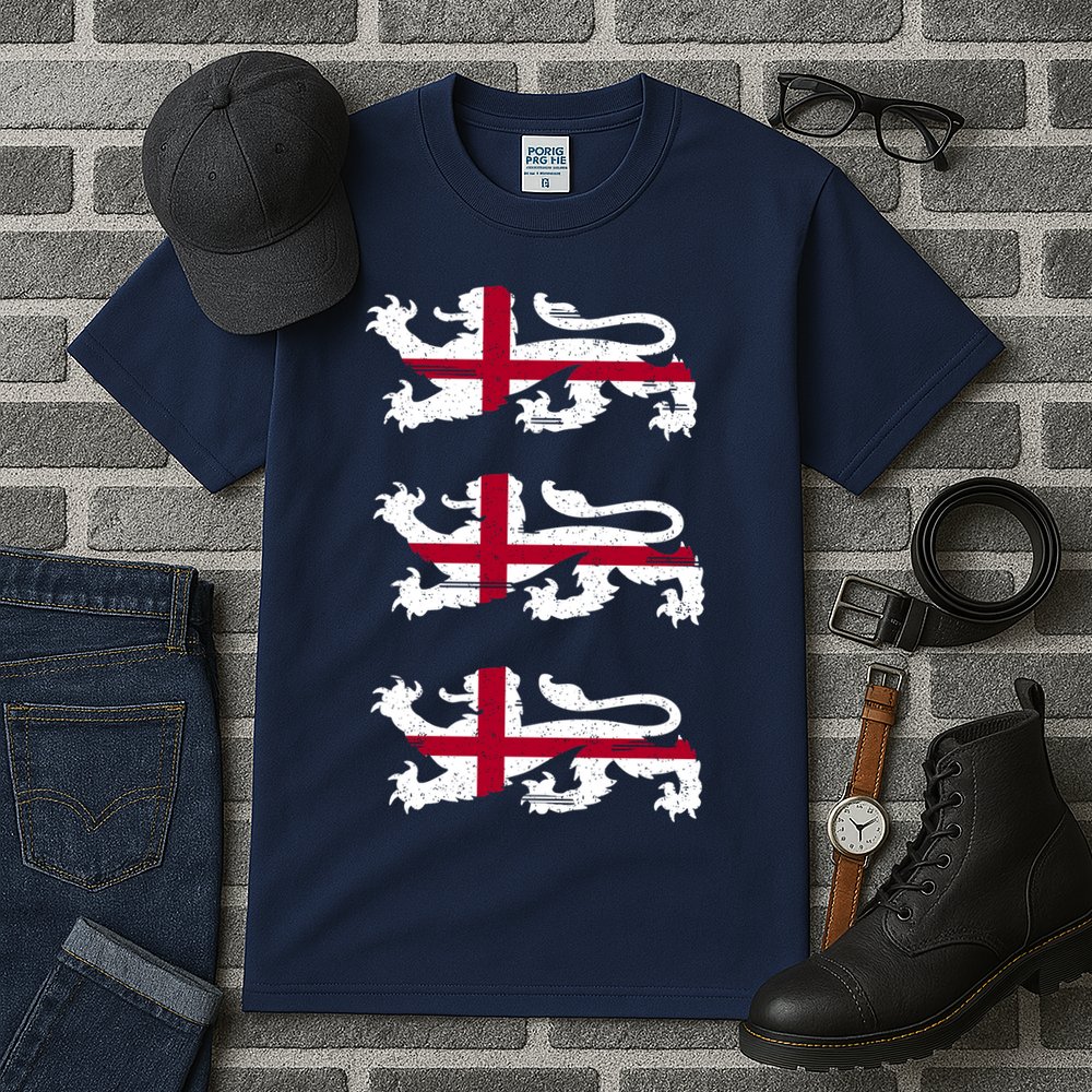 England Euro 21 English Lions Soccer Fan Flag Tall T-Shirt