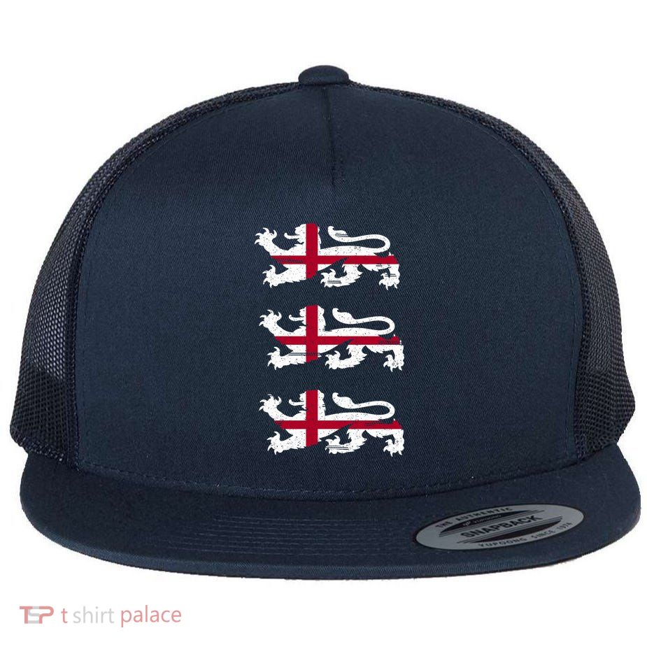 England Euro 21 English Lions Soccer Fan Flag Flat Bill Trucker Hat