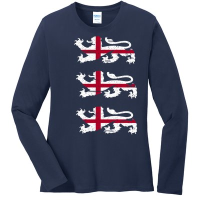 England Euro 21 English Lions Soccer Fan Flag Ladies Long Sleeve Shirt