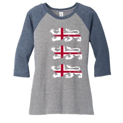 England Euro 21 English Lions Soccer Fan Flag Women's Tri-Blend 3/4-Sleeve Raglan Shirt