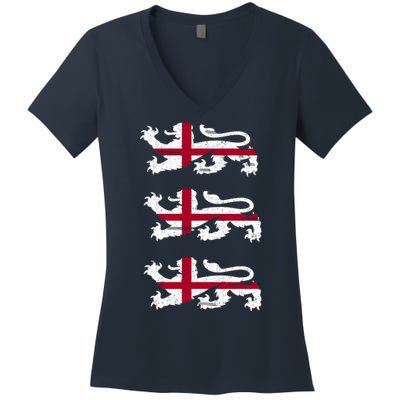 England Euro 21 English Lions Soccer Fan Flag Women's V-Neck T-Shirt