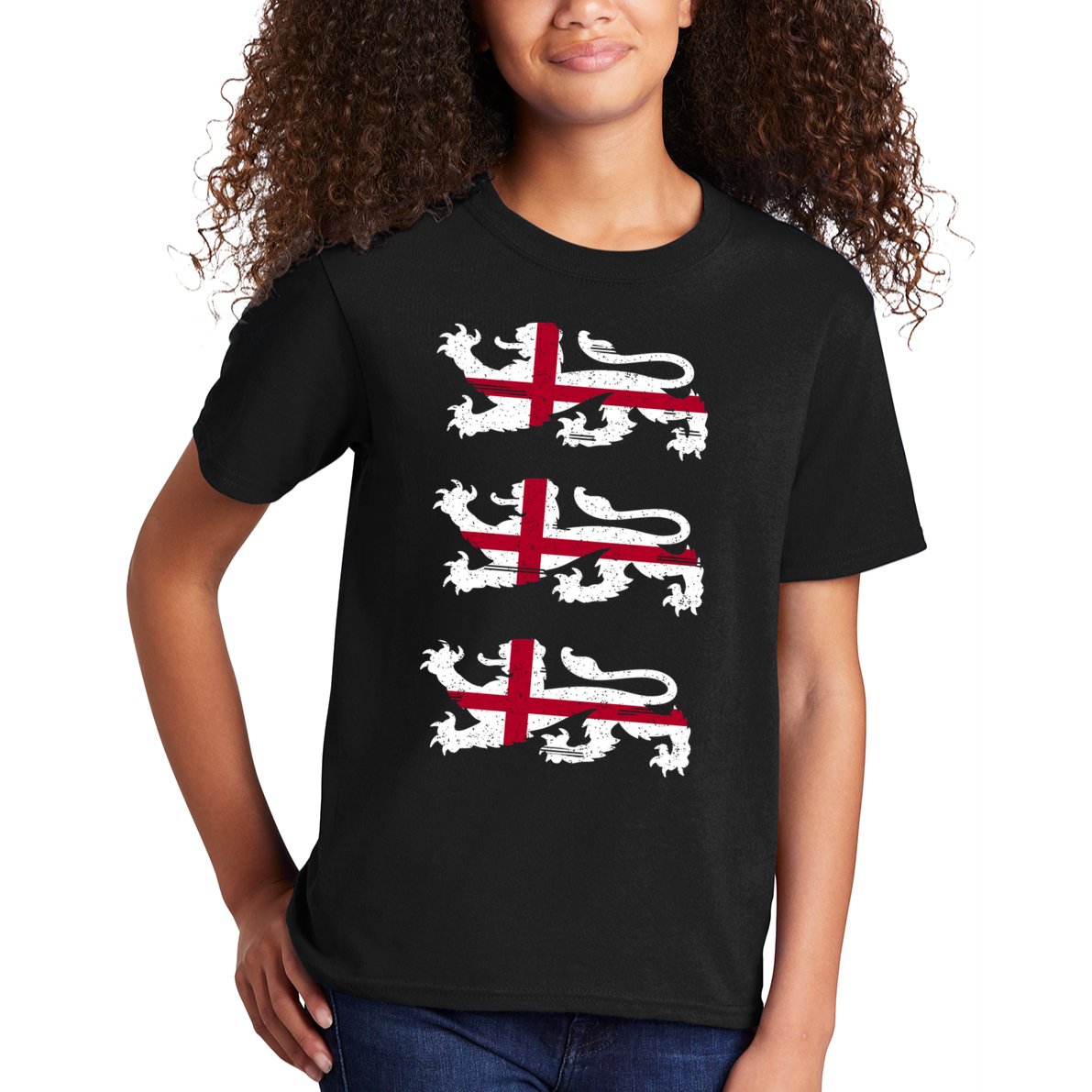 England Euro 21 English Lions Soccer Fan Flag Kids T-Shirt