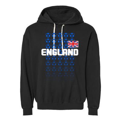 England Flag Soccer Ball Futbol Pattern Garment-Dyed Fleece Hoodie