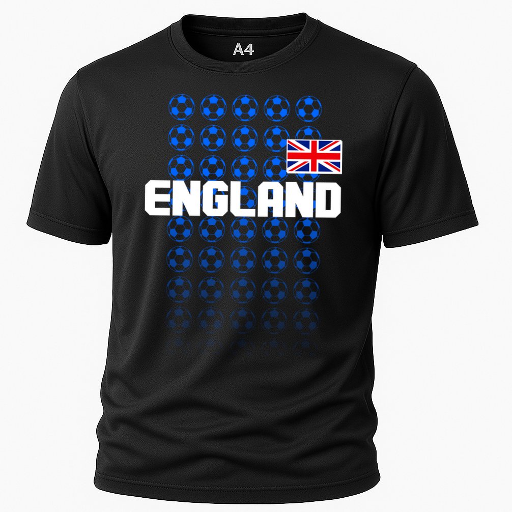 England Flag Soccer Ball Futbol Pattern Cooling Performance Crew T-Shirt