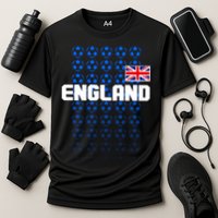 England Flag Soccer Ball Futbol Pattern Cooling Performance Crew T-Shirt