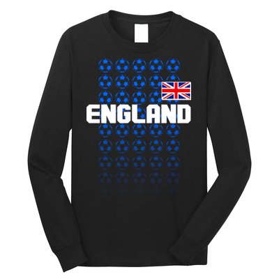 England Flag Soccer Ball Futbol Pattern Long Sleeve Shirt