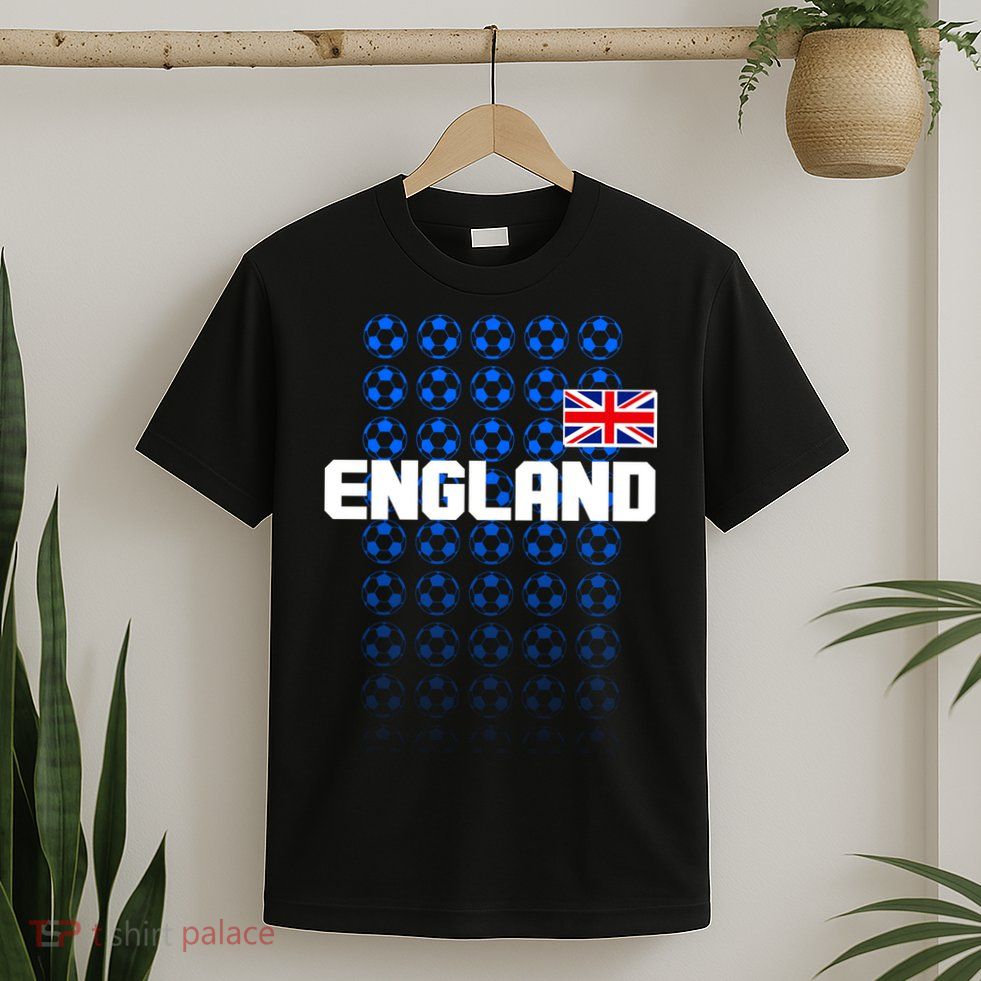 England Flag Soccer Ball Futbol Pattern T-Shirt